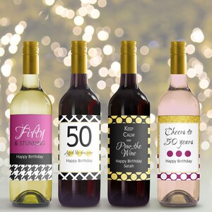 Etiquettes de vin modernes (Printable Editable) - anniversaire 50 ans