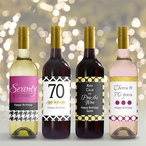 Etiquettes de vin modernes (Printable Editable) - anniversaire 70 ans