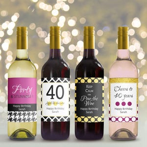 Etiquettes de vin modernes (Printable Editable) - anniversaire 40 ans
