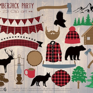 Clip art bûcheron, clip art forêt, lumberjack