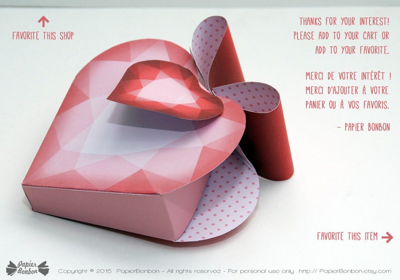 Boîtes Saint-Valentin Marines - Paire De 6 Pouces - Fait Main - Décor Cerise