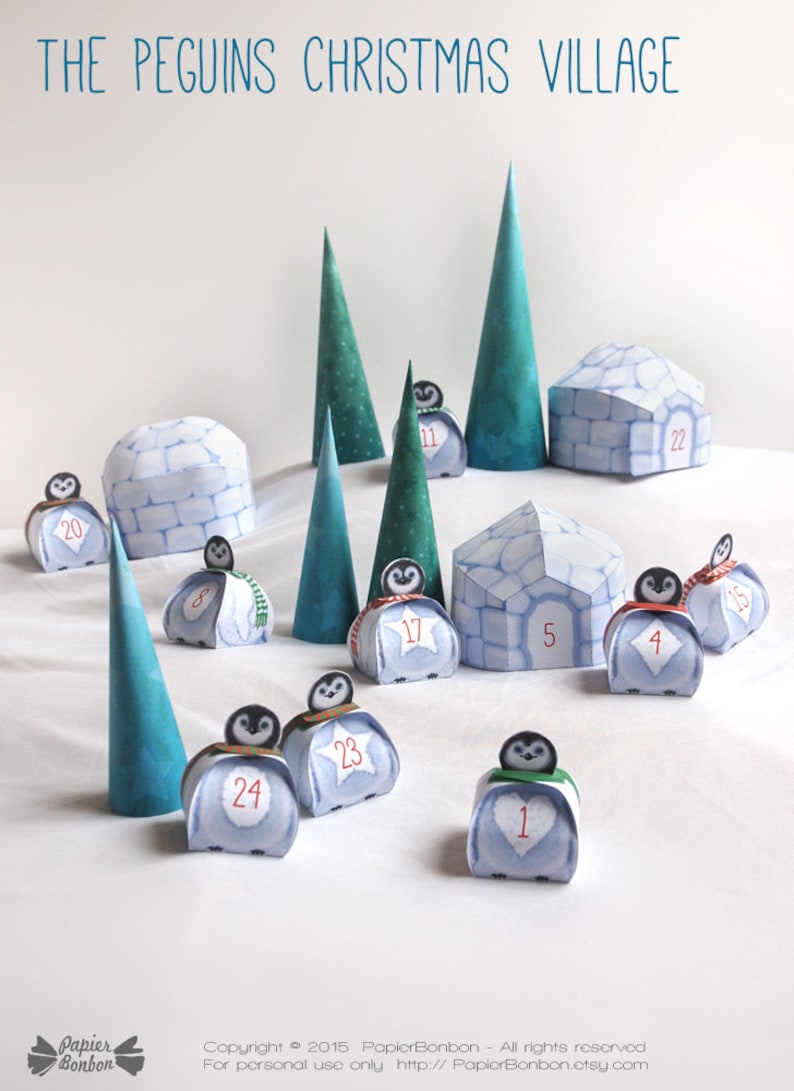 Penguins  DIY Christmas Advent Calendar printable Christmas image 4