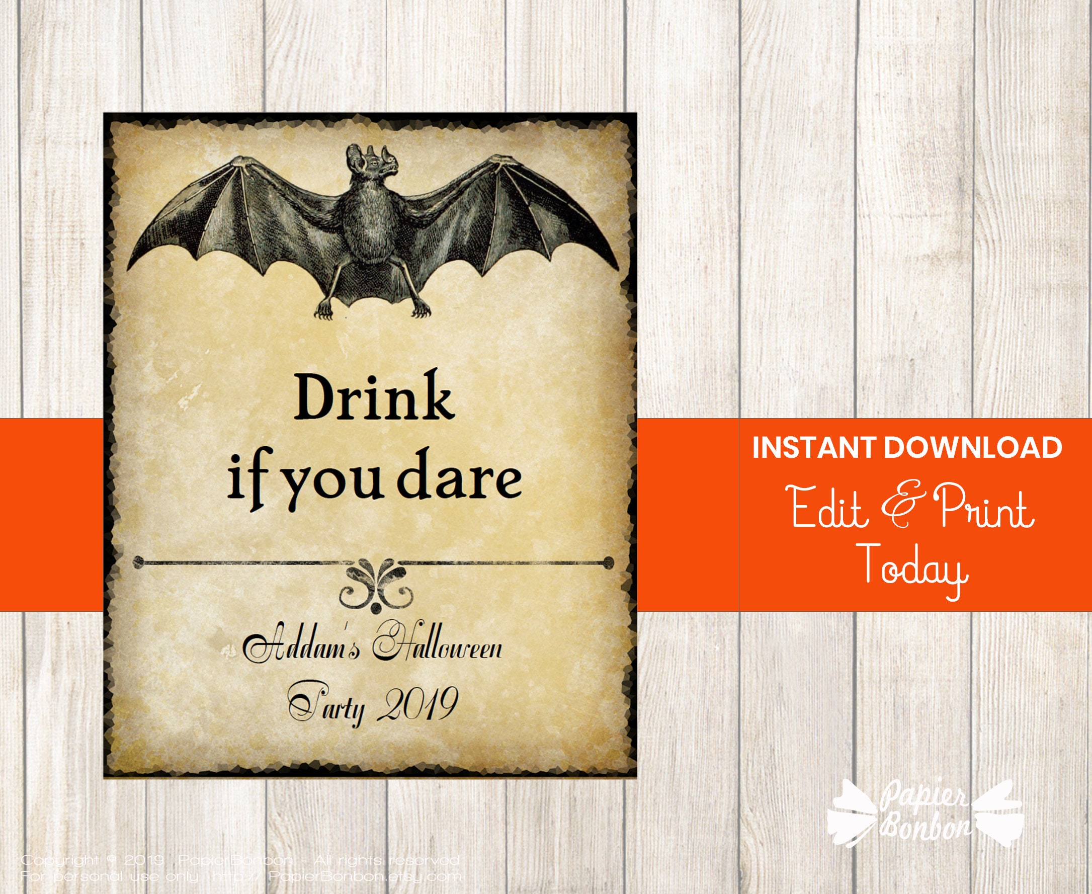 Halloween Editable Wine Bottle Labels printable Halloween - Etsy