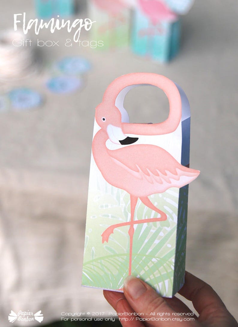 Flamingo Party Gift Box Printable Flamingo Favor Bag | Etsy