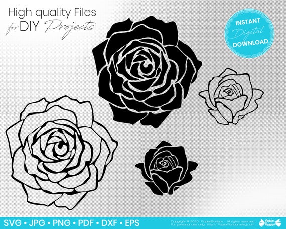 Download Clip Art Roses Dxf Flower Cut Files Svg Shirts Scrapbooking Svg Roses Clipart Rose Silhouette Cricut Files Rose Png Flower Svg Dxf Rose Svg Art Collectibles