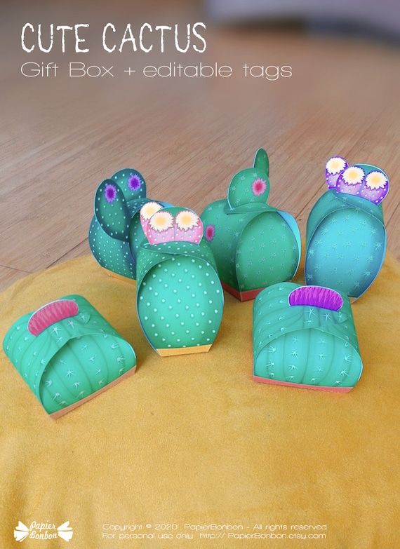Cactus Gift Boxes (printable) - 6 Cute Cactus Party Centerpiece, Set of 6  Cactus Favor Boxes DIY + Editable Tags - Instant Download - Etsy