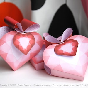Heart gift box Printable for Mother's Day, valentine’s decor and favor, treat box, Pink Diamond Heart shaped box, mother Day gift box