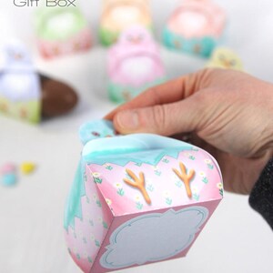 Easter box printable, 7 Chicks gift boxes, Easter decor, cute pastel COLOR chicks, Easter bag, easter egg kit for a funny egg hunt image 6