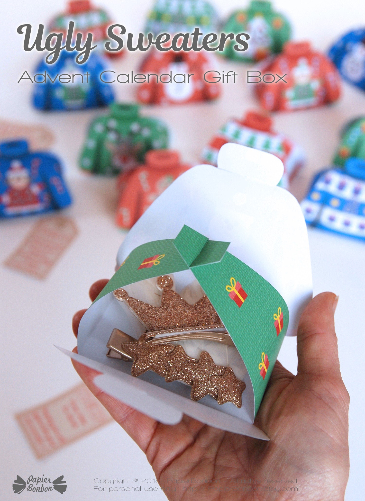 Ugly Christmas Sweater Advent Calendar 24 DIY printable funny Etsy