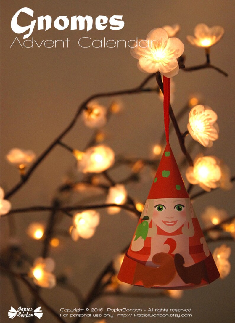 DIY Advent calendar printable  24 cute Gnomes Advent boxes image 3