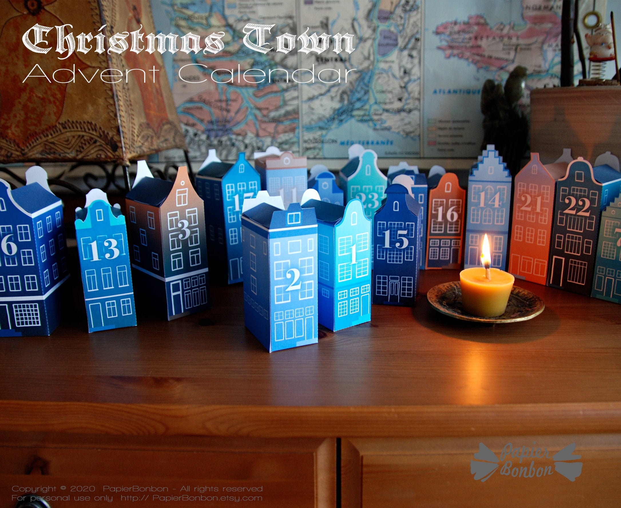 DIY Advent Calendar Christmas Town 24 Cute Advent Favor Box Etsy