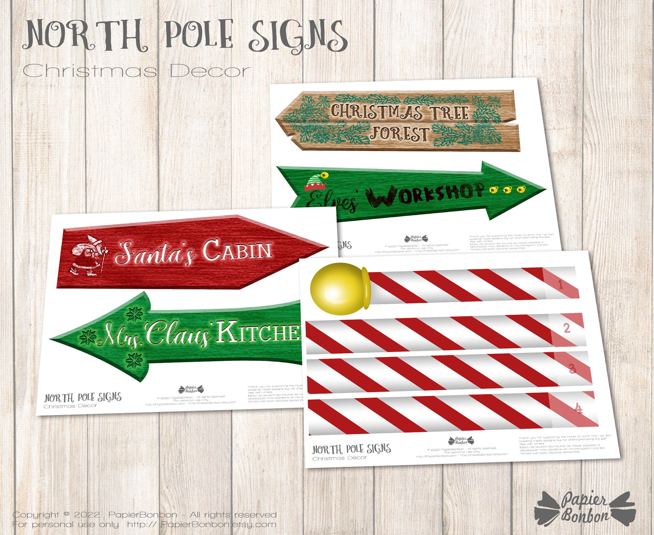 North Pole Signs Printable, PDF FILES, Christmas Decor, DIY Etsy