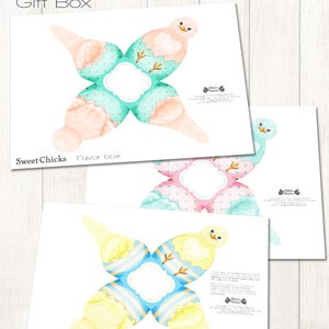 Easter box printable, 7 Chicks gift boxes, Easter decor, cute pastel COLOR chicks, Easter bag, easter egg kit for a funny egg hunt image 7