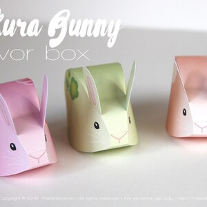 Easter bunny gift box, pastel color easter treat box, rabbit favor box, bunny chocolate box, Easter decoration for egg hunt, spring flower rabbit, spring bunny, sweet pink green, orange 3 DIY paper craft box