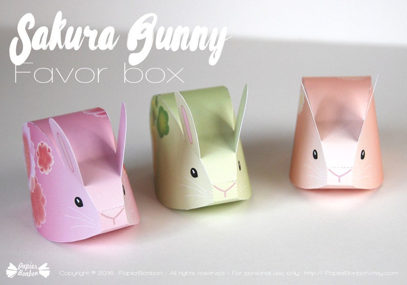 Easter bunny gift box, pastel color easter treat box, rabbit favor box, bunny chocolate box, Easter decoration for egg hunt, spring flower rabbit, spring bunny, sweet pink green, orange 3 DIY paper craft box