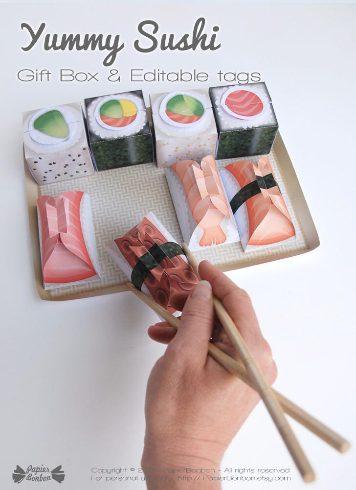Sushi Gift Box Printable 8 Favor Box 