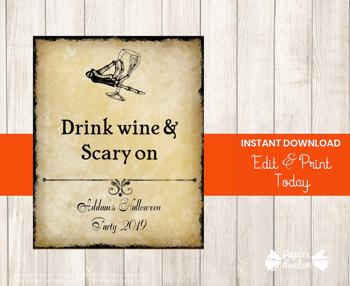 Halloween Editable Wine Bottle Labels printable Halloween - Etsy