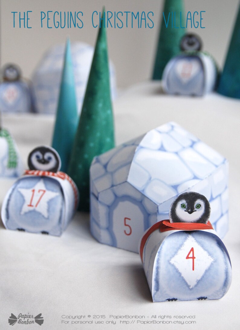 Penguins  DIY Christmas Advent Calendar printable Christmas image 3
