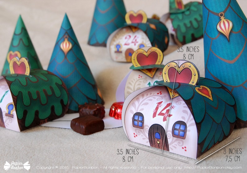 Advent Calendar Village in the Forest 24 advent boxes 3 xmas trees for a Christmas countdown image 3