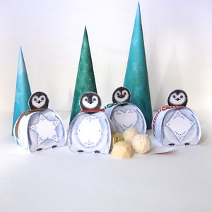 Penguins favor box, Christmas treat box 4 gift box printable DIY image 4