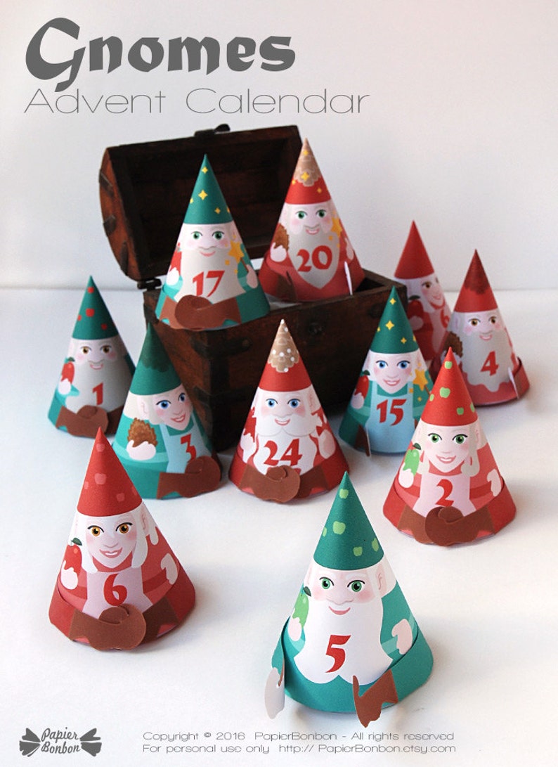 DIY Advent calendar printable  24 cute Gnomes Advent boxes image 4