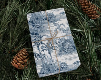 Papel de regalo con diseño de tigre de la jungla azul y blanco