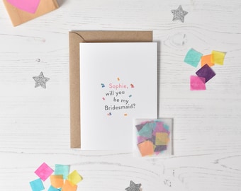 Personalised Will You Be My Bridesmaid, Maid of Honour, Best Man Confetti Card