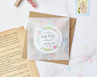 Personalised Floral 'Save The Date' Confetti Envelopes