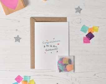 Personalised Wedding 'Congratulations'  Confetti Card