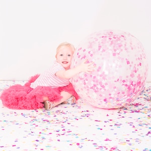 Jumbo Confetti Balloon, 36 Inch Balloon, Confetti Balloon Multicolour, Pinks, Blue, Pastel, Black & White Confetti image 2