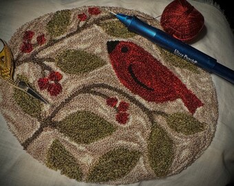 Berry Bird Punch Needle Pattern
