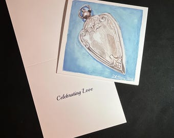 Celebrate Love Heart Locket Greetings Card