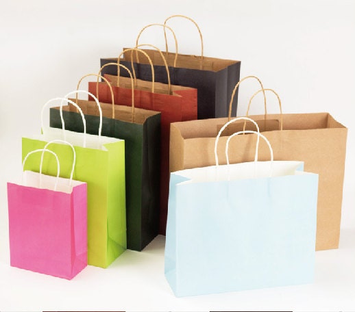 Buste Regalo Medie 10 In Carta Kraft Con Manico 21x15x8 Cm