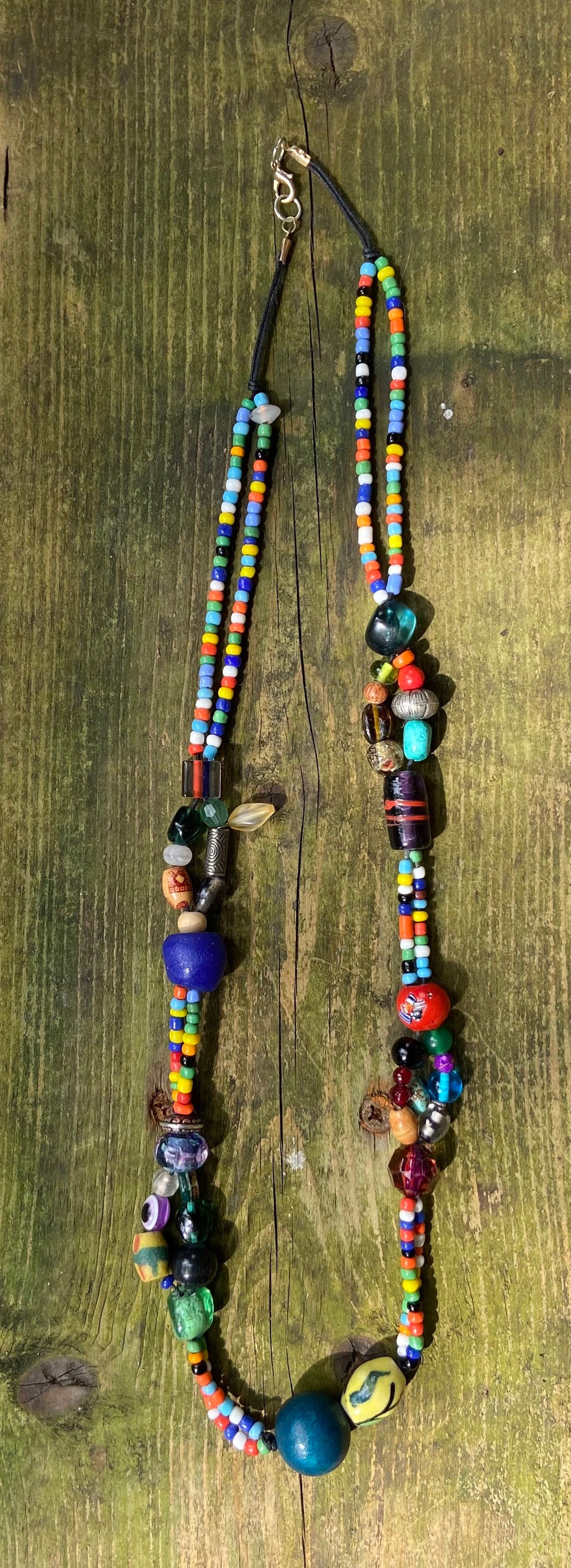 Rainbow boho hippy bead necklace Etsy Italia
