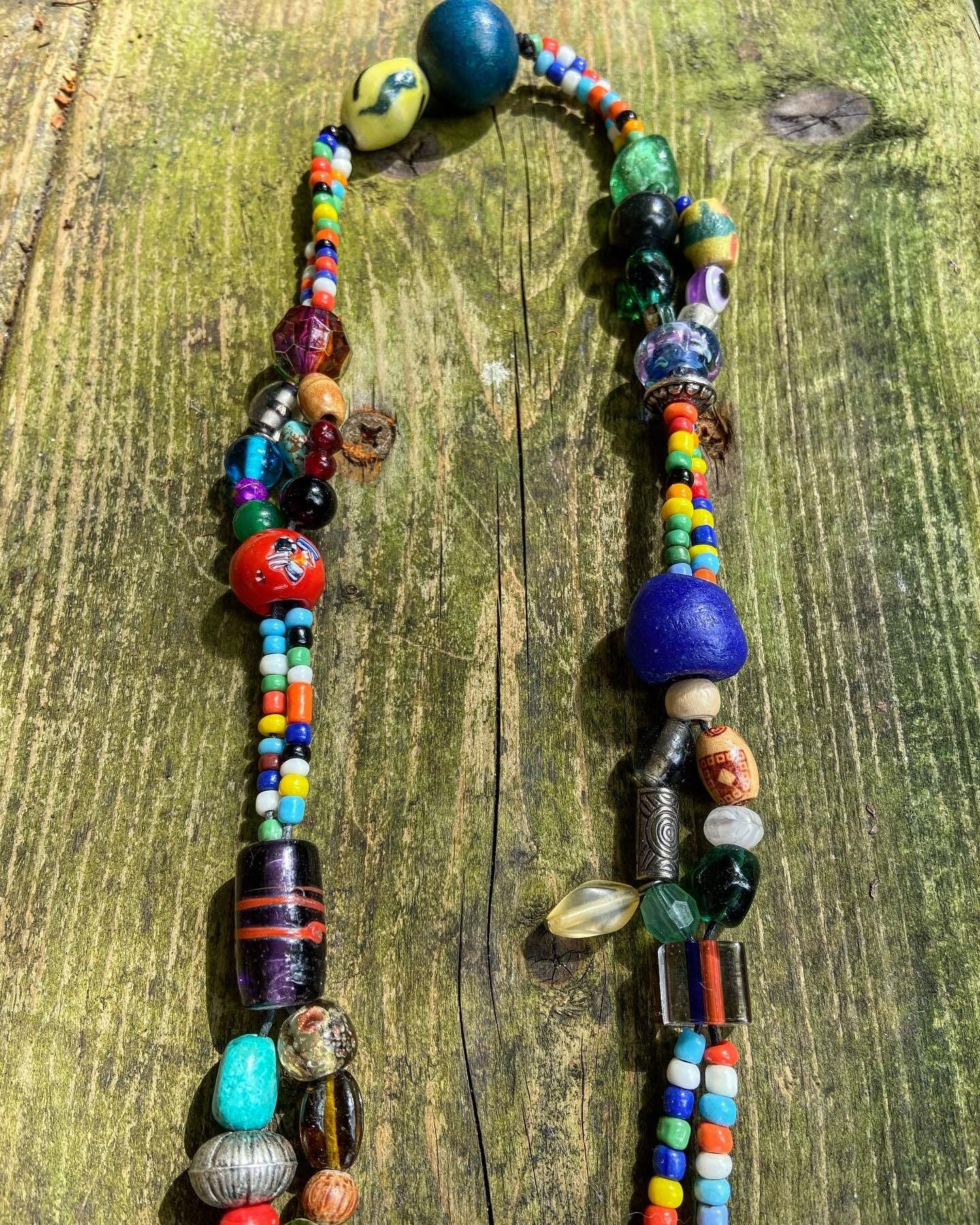 Rainbow boho hippy bead necklace Etsy