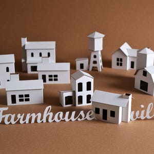 Kit de cartón estilo Putz, DIY Farmhouse Village