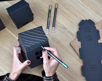 Creative cardboard house kit with Metallic Markers