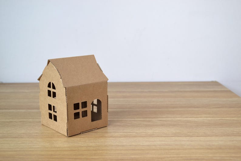 Brown Putz Glitter Style Cardboard Houses. DIY Foldable Christmas