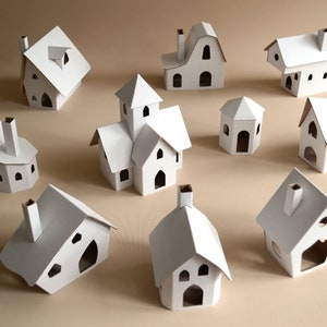 Kit de maqueta de casa de cartón, 10 casas sin ensamblar para un proyecto de aldea en miniatura (DIY): tiempo en familia, actividad escolar, evento comunitario atractivo.
