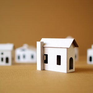 24 LITTLE HOUSES Cardboard DIY set. Ecological putz houses. Paper houses set for mindfullness, handicraft therapy, school/family projects image 3