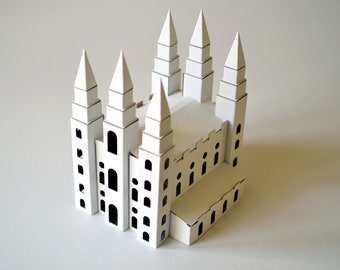 SALT LAKE Temple - Cardboard DIY set. Ecological putz houses. Paper houses set for mindfullness, handicraft therapy, school/family projects