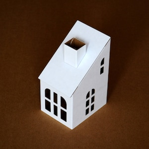 TALL HOUSES Cardboard DIY set. Ecological putz houses. Paper houses set for mindfullness, handicraft therapy, school/family projects image 6