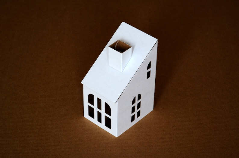 TALL HOUSES Cardboard DIY set. Ecological putz houses. Paper houses set for mindfullness, handicraft therapy, school/family projects image 6