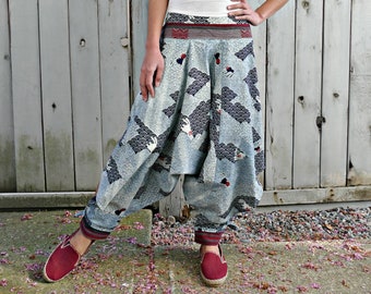 Indigo Bunny Waves Tribal Warrior Pants Dark blue