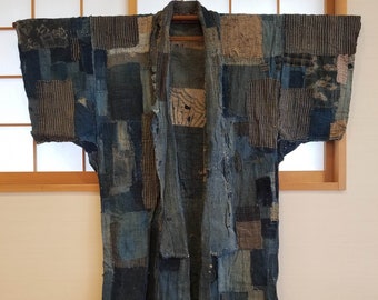 YOMOGI 柔らかコットンの羽織り Black Summer Japanese Long Kimono Jacket/top, Happi Coat