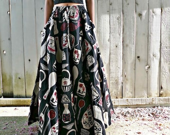 Sake Japanese Art 8 Panel Long Skirts