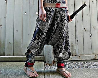 Black Two Waves Tribal Warrior Pants