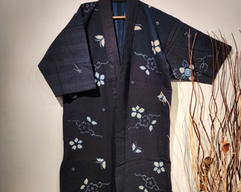 Vintage Japanese Indigo sashiko shibori long noragi