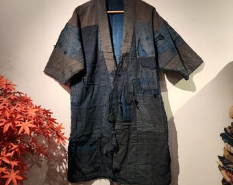 1930s Antique Indigo Boro Sashiko Tattered Patchwork Japanese Noragi Stray Clothes