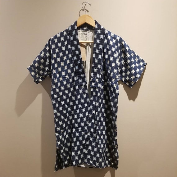 Antique Japanese Vintage Folk Short Sleeves Indigo